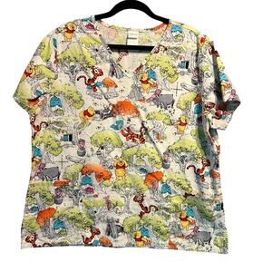 Disney Winnie the Pooh Scrub Top Size XL Nurse Dr Medical Uniform